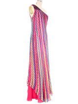 1970s Ruben Panis Candy Striped Silk Chiffon Gown Dress arcadeshops.com