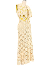 1970s Pauline Trigere Crochet Ensemble Dress arcadeshops.com