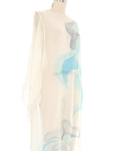 1970s Sheer Hand Painted Silk Caftan Dress arcadeshops.com