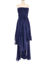 Chanel Navy Chiffon Gown Dress arcadeshops.com