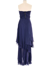 Chanel Navy Chiffon Gown Dress arcadeshops.com
