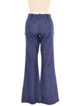 1970s Studded Lightning Bolt Denim Bell Bottoms Bottom arcadeshops.com