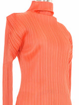 Issey Miyake Pleats Please Coral Mock Neck Top Top arcadeshops.com