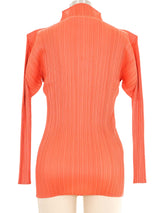 Issey Miyake Pleats Please Coral Mock Neck Top Top arcadeshops.com