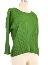 Issey Miyake Pleated Green Top Top arcadeshops.com