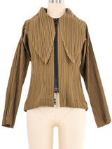 1980s Issey Miyake Pleated Khaki Skirt Ensemble Suit arcadeshops.com