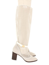 Christian Dior Cream Mesh Knee High Boots, 42 Accessory arcadeshops.com