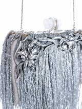 Marchesa Silver Beaded Fringe Minaudiere Bag Accessory arcadeshops.com