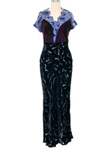 Voyage Velvet And Lace Sheer Paneled Gown Dress arcadeshops.com