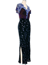 Voyage Velvet And Lace Sheer Paneled Gown Dress arcadeshops.com