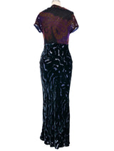 Voyage Velvet And Lace Sheer Paneled Gown Dress arcadeshops.com