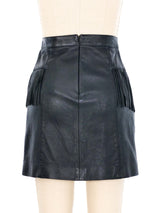 Saint Laurent Fringe Trimmed Lamb Leather Mini Skirt Bottom arcadeshops.com
