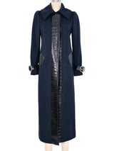 2005 Dolce & Gabbana Alligator Trimmed Black Trench Coat Outerwear arcadeshops.com