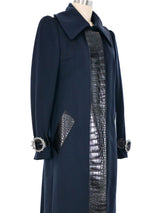 2005 Dolce & Gabbana Alligator Trimmed Black Trench Coat Outerwear arcadeshops.com