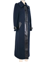 2005 Dolce & Gabbana Alligator Trimmed Black Trench Coat Outerwear arcadeshops.com