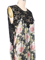 Paco Rabanne Rose Print Chainmail Lace Dress Dress arcadeshops.com