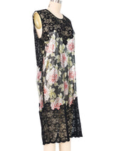 Paco Rabanne Rose Print Chainmail Lace Dress Dress arcadeshops.com