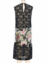 Paco Rabanne Rose Print Chainmail Lace Dress Dress arcadeshops.com