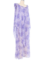 1976 Yves Saint Laurent Floral Lavender Floral Chiffon Dress Dress arcadeshops.com
