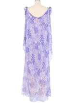 1976 Yves Saint Laurent Floral Lavender Floral Chiffon Dress Dress arcadeshops.com