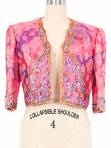 Mary McFadden Sequin Embellished Quilted Crop Jacket Jacket arcadeshops.com