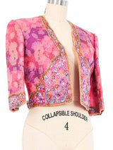 Mary McFadden Sequin Embellished Quilted Crop Jacket Jacket arcadeshops.com