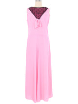 1960s Hot Pink Lace Trimmed Lounge Jumpsuit Jumpsuit arcadeshops.com