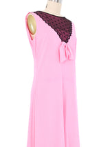 1960s Hot Pink Lace Trimmed Lounge Jumpsuit Jumpsuit arcadeshops.com