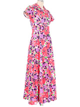 1970s Hot Pink Abstract Grape Maxi Dress Dress arcadeshops.com