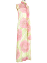 1970s Watercolor Floral Sequin Maxi Dress Dress arcadeshops.com