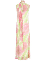 1970s Watercolor Floral Sequin Maxi Dress Dress arcadeshops.com