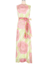 1970s Watercolor Floral Sequin Maxi Dress Dress arcadeshops.com