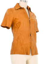 2013 Roberto Cavalli Wrinkled Leather Top Top arcadeshops.com