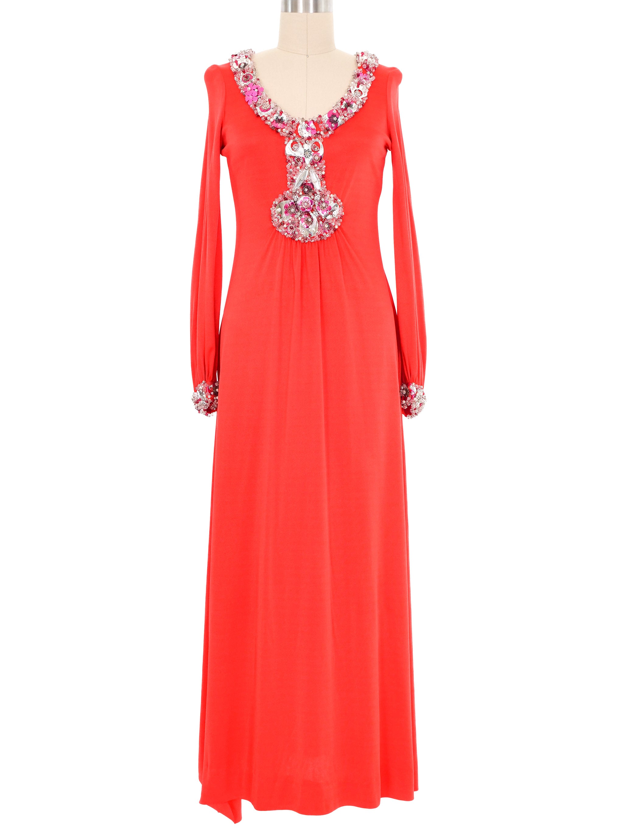 Loris Azzaro Jeweled Neckline Jersey Gown