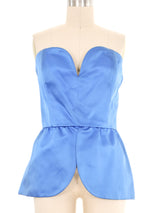 Yves Saint Laurent Cobalt Satin Bustier Top arcadeshops.com