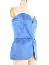 Yves Saint Laurent Cobalt Satin Bustier Top arcadeshops.com
