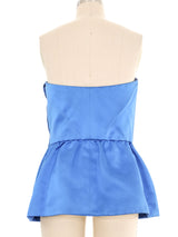 Yves Saint Laurent Cobalt Satin Bustier Top arcadeshops.com