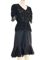 Yves Saint Laurent Ruffle Lace Skirt Ensemble Suit arcadeshops.com