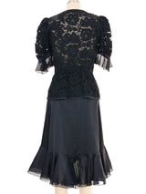 Yves Saint Laurent Ruffle Lace Skirt Ensemble Suit arcadeshops.com