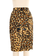 1986 Yves Saint Laurent Satin Leopard Skirt Ensemble Suit arcadeshops.com