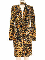 1986 Yves Saint Laurent Satin Leopard Skirt Ensemble Suit arcadeshops.com