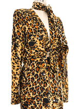 1986 Yves Saint Laurent Satin Leopard Skirt Ensemble Suit arcadeshops.com