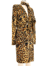 1986 Yves Saint Laurent Satin Leopard Skirt Ensemble Suit arcadeshops.com
