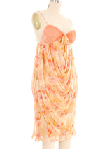 Christian Dior Draped Chiffon Floral Mini Dress Dress arcadeshops.com