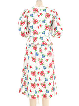 1977 Yves Saint Laurent White Embroidered Floral Skirt Ensemble Suit arcadeshops.com