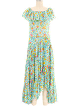 1976 Yves Saint Laurent Ruffle Floral Fishtail Dress Dress arcadeshops.com