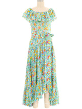 1976 Yves Saint Laurent Ruffle Floral Fishtail Dress Dress arcadeshops.com