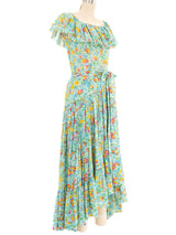 1976 Yves Saint Laurent Ruffle Floral Fishtail Dress Dress arcadeshops.com