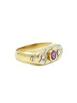 18k Bezel Set Diamond And Ruby Signet Ring Fine Jewelry arcadeshops.com