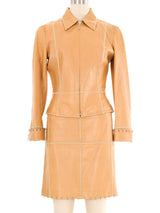 1998 Paco Rabanne Whipstitch Leather Ensemble Suit arcadeshops.com
